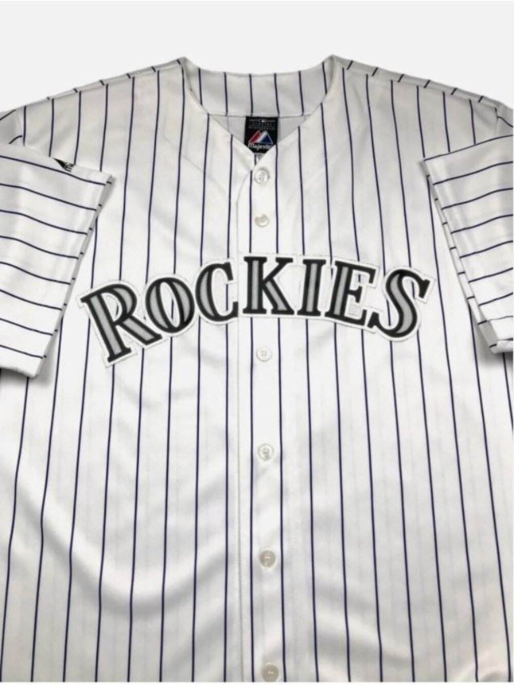 Colorado Rockies Majestic Pinstripe Baseball Jersey White